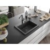 Mexen Oscar chiuvetă de granit cu 1 compartiment 580 x 490 mm, neagră punctată, sifon negru - 6519581000-76-B