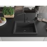 Mexen Oscar chiuvetă din granit cu o cuvă 580 x 490 mm, neagră cu pete, sifon negru - 6519581000-76-B