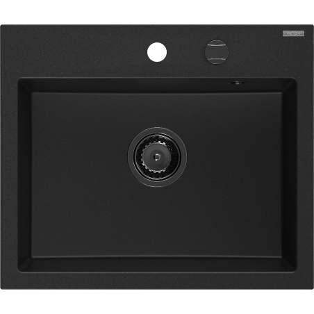 Mexen Oscar chiuvetă de granit 1-cameră 580 x 490 mm, negru, sifon negru - 6519581000-77-B