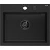 Mexen Oscar chiuvetă de granit cu 1 compartiment 580 x 490 mm, negru, sifon negru - 6519581000-77-B