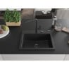 Mexen Oscar chiuvetă de granit 1-cameră 580 x 490 mm, negru, sifon negru - 6519581000-77-B