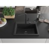 Mexen Oscar gránit mosogató egykamrás, 580 x 490 mm, fekete, fekete szifon - 6519581000-77-B