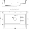 Mexen Omar chiuvetă de bucătărie din granit cu 1 cuvă 800 x 480 mm, alb, sifon cromat - 6520801005-20