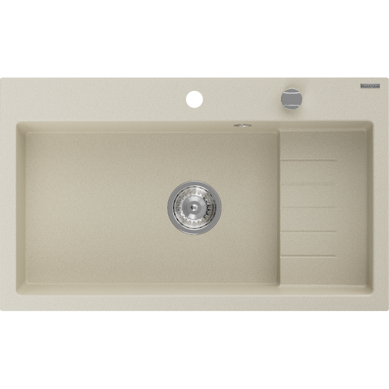 Mexen Omar chiuvetă din granit cu 1 compartiment 800 x 480 mm, bej, sifon crom - 6520801005-69