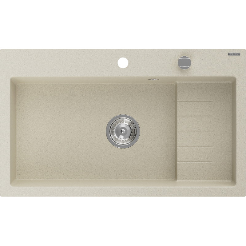 Mexen Omar gránit mosogató 1 rekeszes 800 x 480 mm, bézs, króm szifon - 6520801005-69