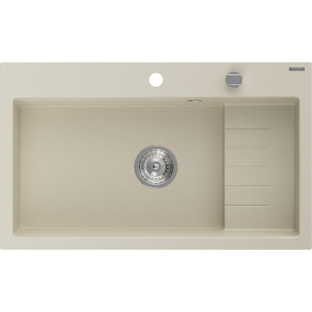 Mexen Omar gránit mosogató egytálcás 800 x 480 mm, bézs, króm szifon - 6520801005-69