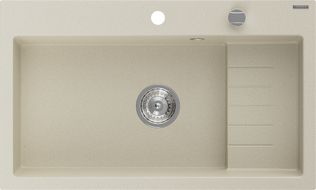 Mexen Omar chiuvetă de granit cu 1 compartiment 800 x 480 mm, bej, sifon crom - 6520801005-69
