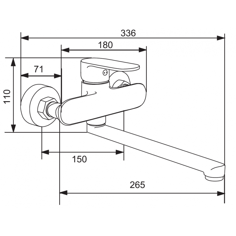 Mexen Milo baterie pentru cadă, gură de scurgere lungă, crom - 71335-00