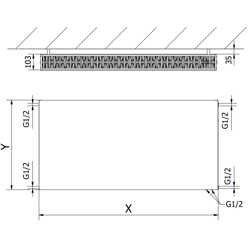 Mexen Flat CVF22 radiator plăci 300 x 900 mm, conectare inferioară, 811 W, negru - W622F-030-090-70