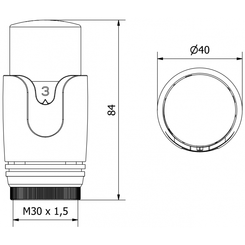 Mexen Uni-Term termosztatikus radiátorfej, antracit - W900-000-66
