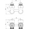 Mexen kétcsöves radiátorszelep DN50, szögletes 1/2"x16 mm, nikkel - W911-016-01