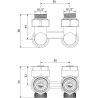 Mexen supapă de radiator bifilar DN50, unghiulară 1/2"x16 mm, nichel - W911-016-01