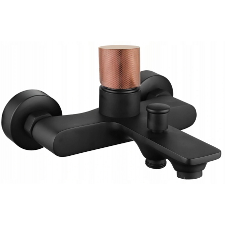 Mexen Royo One baterie de baie, negru/roz auriu - 72230-76