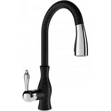 Mexen Savita baterie de bucătărie, Negru cu picățele - 672601-76