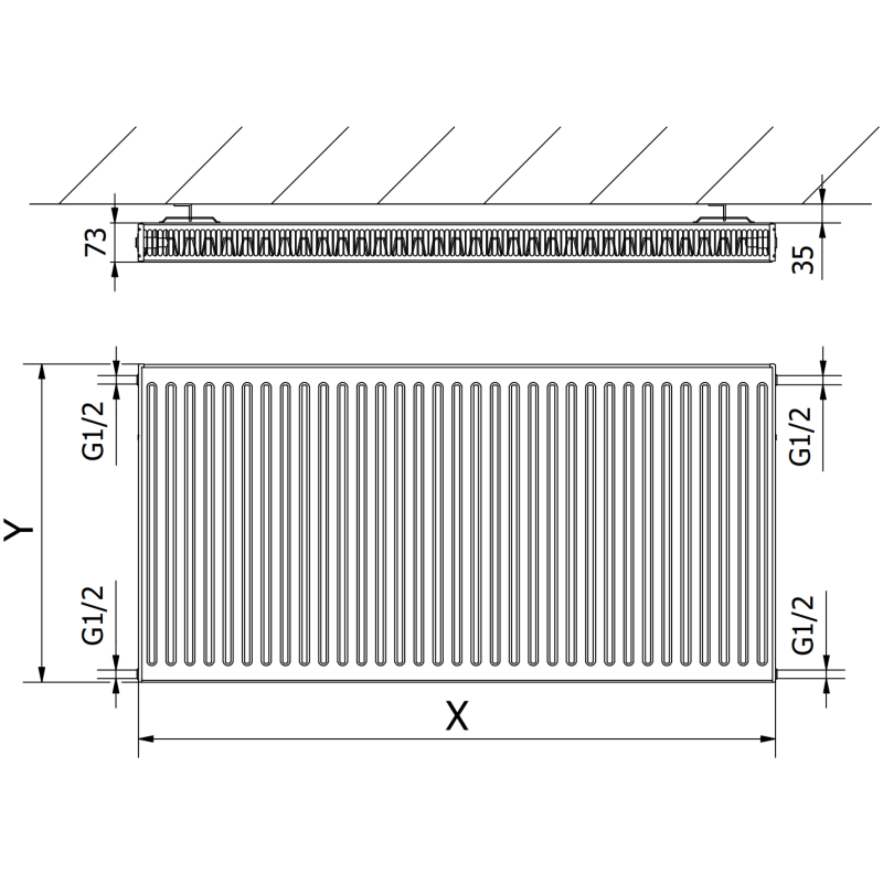 Mexen C21 radiator plat 900 x 1200 mm, conexiune laterală, 2131 W, negru - W421-090-120-70