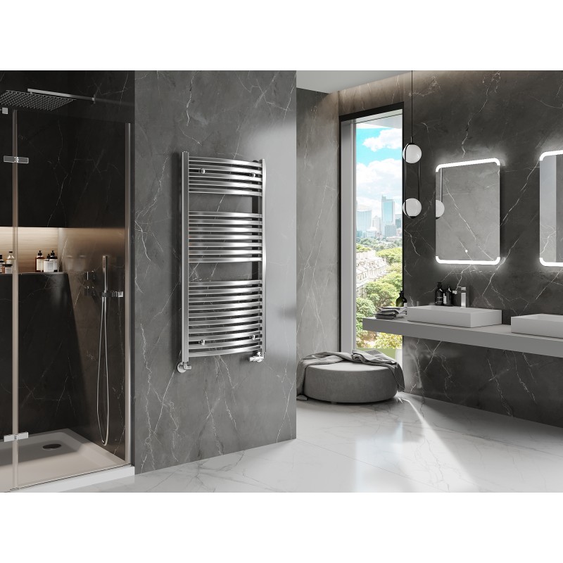 Mexen Helios 1200 x 600 mm-es fürdőszobai radiátor, 521 W, króm - W103-1200-600-00-01