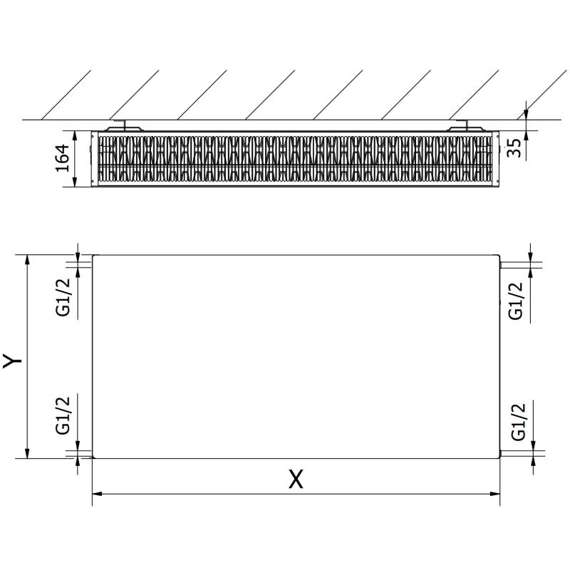 Mexen Flat CF33 radiator plat 600 x 900 mm, conexiune laterală, 1981 W, negru - W433F-060-090-70