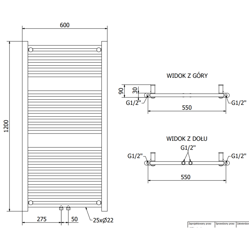 Mexen Mars radiator de baie 1200 x 600 mm, 617 W, antracit - W110-1200-600-00-66