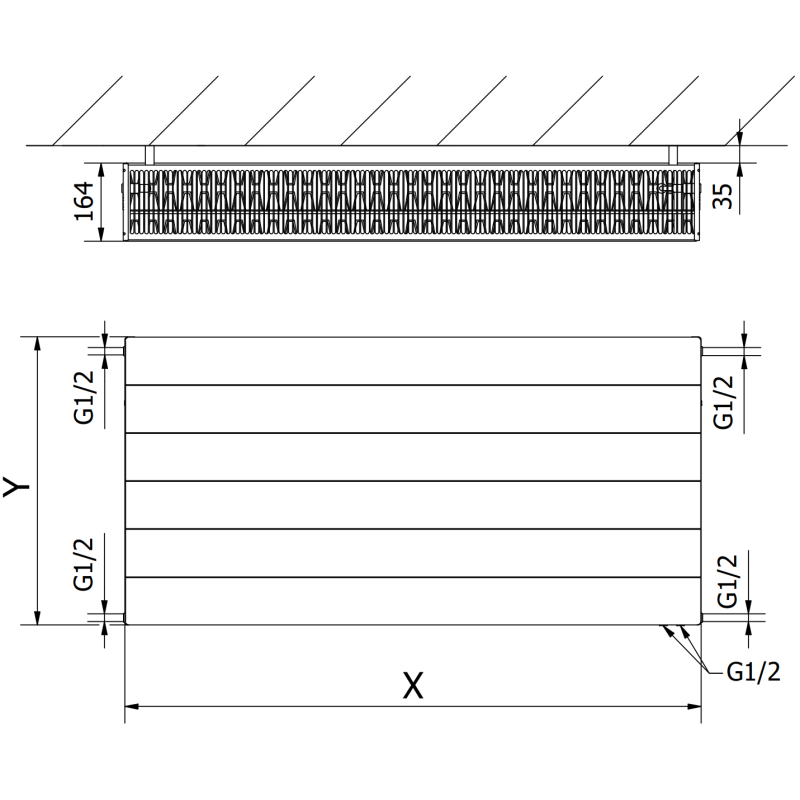 Mexen Line CVL33 radiator cu panou 300 x 1100 mm, racordare inferioară, 1364 W, negru - W633L-030-110-70