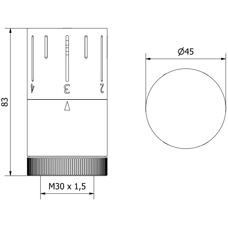 Mexen Uni-T termosztatikus radiátorfej, fekete - W908-005-70