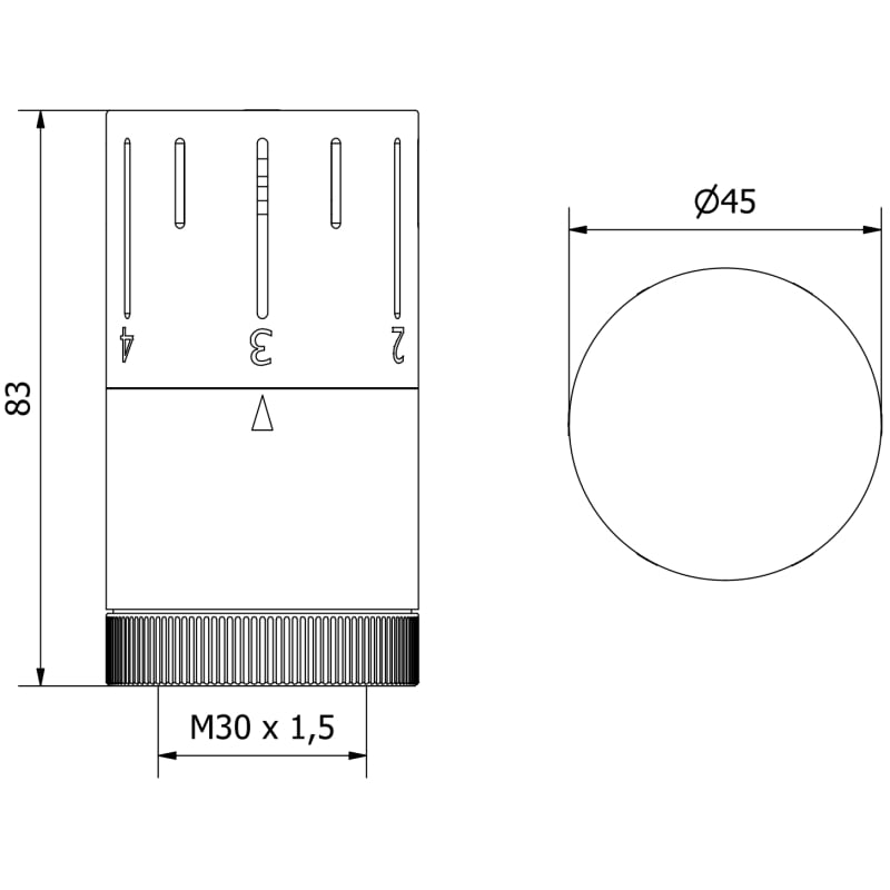 Mexen Uni-T termosztatikus radiátorfej, fehér - W908-005-20