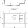 Mexen Omar chiuvetă din granit cu 1 compartiment 800 x 480 mm, gri, sifon cromat - 6520801005-71