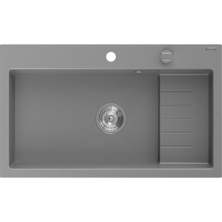Mexen Omar chiuvetă din granit cu 1 compartiment 800 x 480 mm, gri, sifon cromat - 6520801005-71
