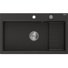 Mexen Omar chiuvetă de bucătărie din granit cu 1 cameră 800 x 480 mm, negru/auriu metalic, sifon crom - 6520801005-75