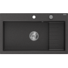 Mexen Omar chiuvetă de granit cu 1 compartiment 800 x 480 mm, neagră cu pete, sifon cromat - 6520801005-76