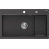 Mexen Omar gránit mosogató 1-medencés 800 x 480 mm, fekete pöttyös, króm szifon - 6520801005-76