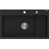 Mexen Omar 1-medencés, gránit mosogató 800 x 480 mm, fekete, króm szifon - 6520801005-77