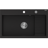 Mexen Omar chiuvetă granit cu 1 cuvă 800 x 480 mm, negru, sifon crom - 6520801005-77