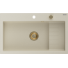 Mexen Omar chiuvetă de bucătărie din granit cu 1 cuvă 800 x 480 mm, bej, sifon auriu - 6520801005-69-G