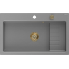 Mexen Omar chiuvetă de bucătărie din granit cu 1 compartiment 800 x 480 mm, gri, sifon auriu - 6520801005-71-G
