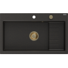 Mexen Omar chiuvetă de granit cu 1 compartiment 800 x 480 mm, negru/auriu metalizat, sifon auriu - 6520801005-75-G