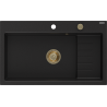 Mexen Omar 1-komponensű gránit mosogató 800 x 480 mm, fekete, arany szifon - 6520801005-77-G