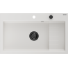 Mexen Omar chiuvetă de bucătărie din granit cu 1 compartiment 800 x 480 mm, alb, sifon negru - 6520801005-20-B