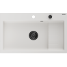 Mexen Omar chiuvetă din granit cu 1 compartiment 800 x 480 mm, alb, sifon negru - 6520801005-20-B