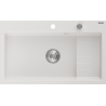 Mexen Omar chiuvetă de bucătărie din granit cu 1 compartiment 800 x 480 mm, alb, sifon crom - 6520801005-20