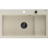 Mexen Omar chiuvetă de bucătărie din granit cu 1 compartiment 800 x 480 mm, bej, sifon negru - 6520801005-69-B