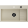 Mexen Omar gránit mosogató 1-medencés 800 x 480 mm, bézs, fekete szifon - 6520801005-69-B