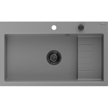 Mexen Omar chiuvetă granit 1 cameră 800 x 480 mm, gri, sifon negru - 6520801005-71-B
