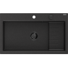 Mexen Omar chiuvetă din granit cu 1 compartiment 800 x 480 mm, negru/argintiu metalizat, sifon negru - 6520801005-73-B