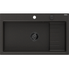 Mexen Omar chiuvetă de granit cu 1 compartiment 800 x 480 mm, negru/auriu metalic, sifon negru - 6520801005-75-B