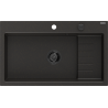 Mexen Omar egymedencés gránit mosogató 800 x 480 mm, fekete/arany metál, fekete szifonnal - 6520801005-75-B