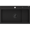 Mexen Omar chiuvetă de granit 1-cameră 800 x 480 mm, negru, sifon negru - 6520801005-77-B