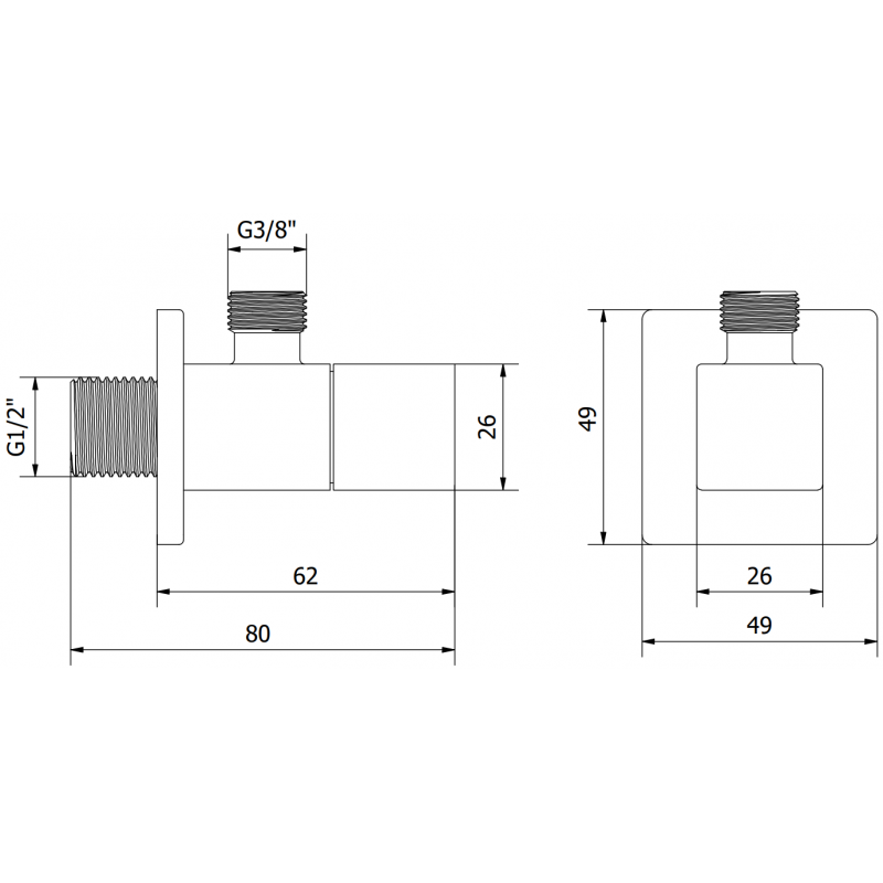Mexen S ventil unghiular pentru baterii 1/2"x3/8", alb - 79971-20