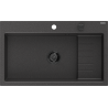 Mexen Omar chiuvetă de granit cu 1 compartiment 800 x 480 mm, negru cu pete, sifon negru - 6520801005-76-B