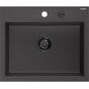 Mexen Oscar egymedencés gránit mosogató 580 x 490 mm, fekete, foltos, fekete szifonnal - 6519581000-76-B