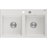 Mexen Hektor chiuvetă din granit cu 2 camere 800 x 480 mm, alb, sifon crom - 6521802000-20